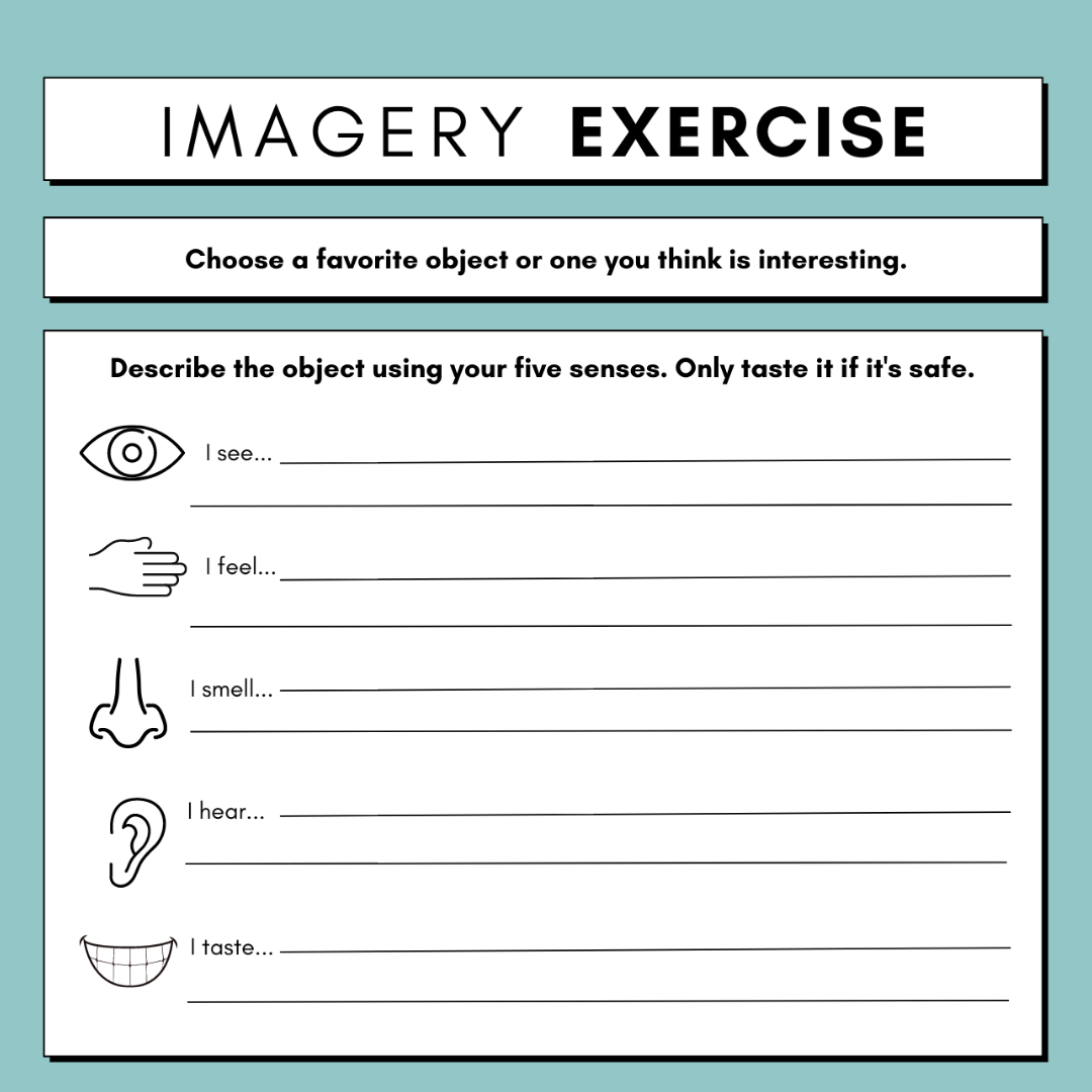 Help young writers learn all about imagery by using it in their writing. Here's an activity and free activity sheet to get kids writing. 