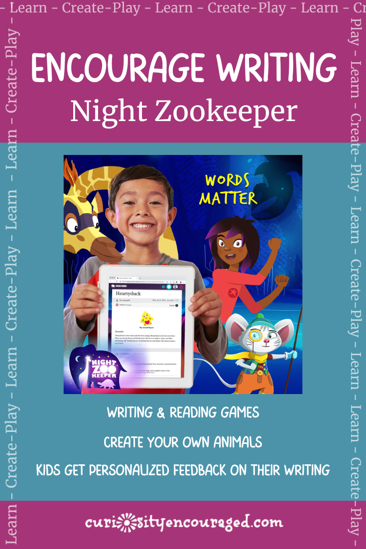 Creative Writing + Connection = two ways to encourage our kids to write. Here's a third way: Encourage Writing with Night Zookeeper. 