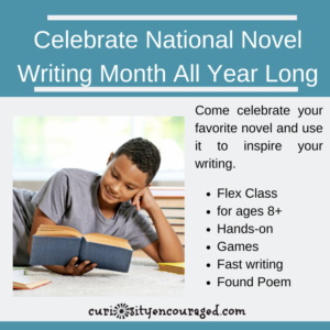 November is National Novel Writing Month, but we can celebrate novel writing and the novels we love all year long. Come use your favorite novel to gather inspiration for your writing. 